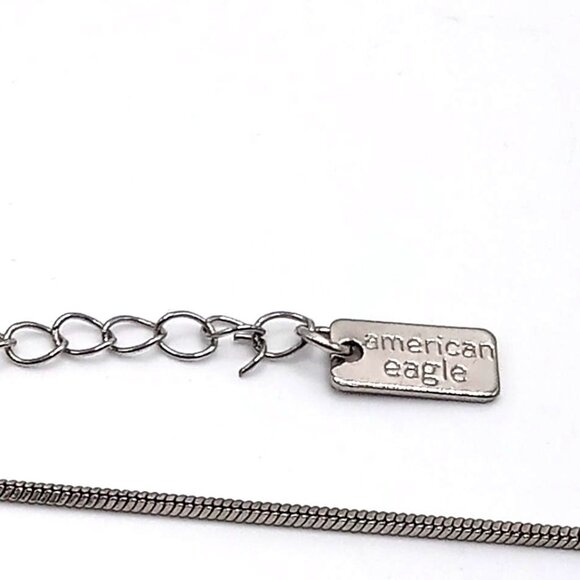 American Eagle Choker Necklace Silver-Tone Snake Chain Adjustable 12"-15" Length - Picture 8 of 10